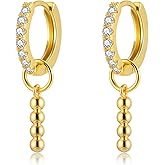 DAILY VIBES Cute Dangle Huggie Earrings for Women 925 Sterling Silver Post Dainty 14K Gold Plated Mini CZ Butterfly Star Cross Heart Charm Drop Cartilage Small Hoop Earrings