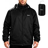 Tirrinia Rain Jacket for Men, Packable Lightweight Waterproof Raincoat | Lightweight Rain Coat Windbreaker with Hood &amp; Pockets for Travel, Hiking, Camping &amp; Everyday Outdoor Wear