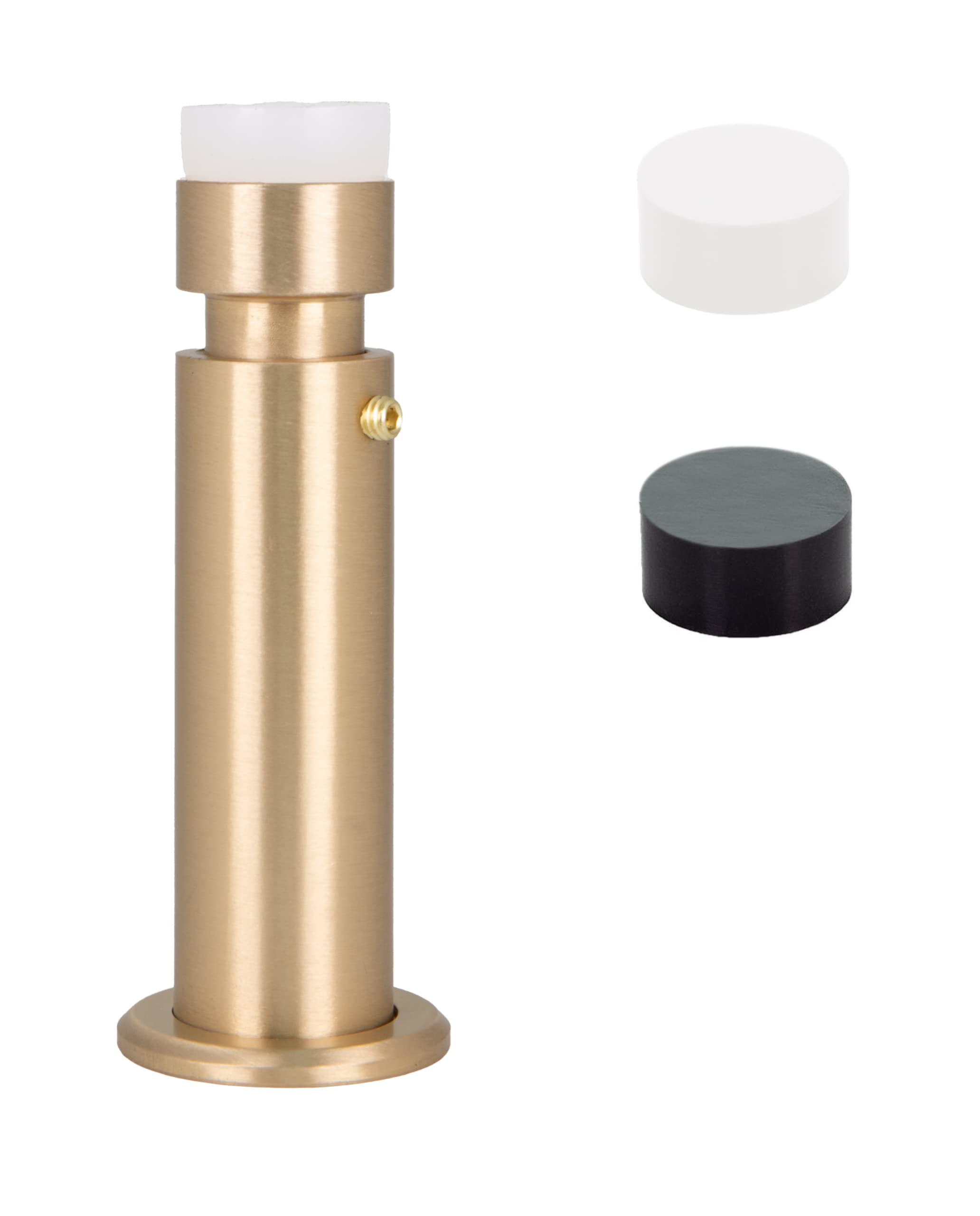 EVI HERRAJES Adjustable Brass Wall Door Stopper, Installation with Screw on Threaded Base (Matte Brass)