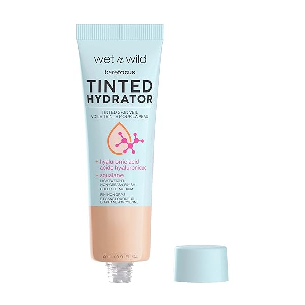 WET N WILD BARE FOCUS TINTED HYDRATOR TINTED SKIN VEIL, LIGHTWEIGHT BUILDABLE COVERAGE WITH HYALURONIC ACID & VEGAN SQUALANE, SEMI-MATTE FINISH, CRUELTY-FREE – LIGHT