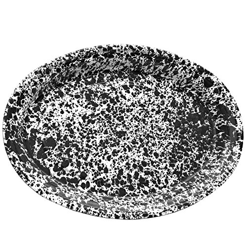 Enamelware Oval Serving Platter - Black Marble