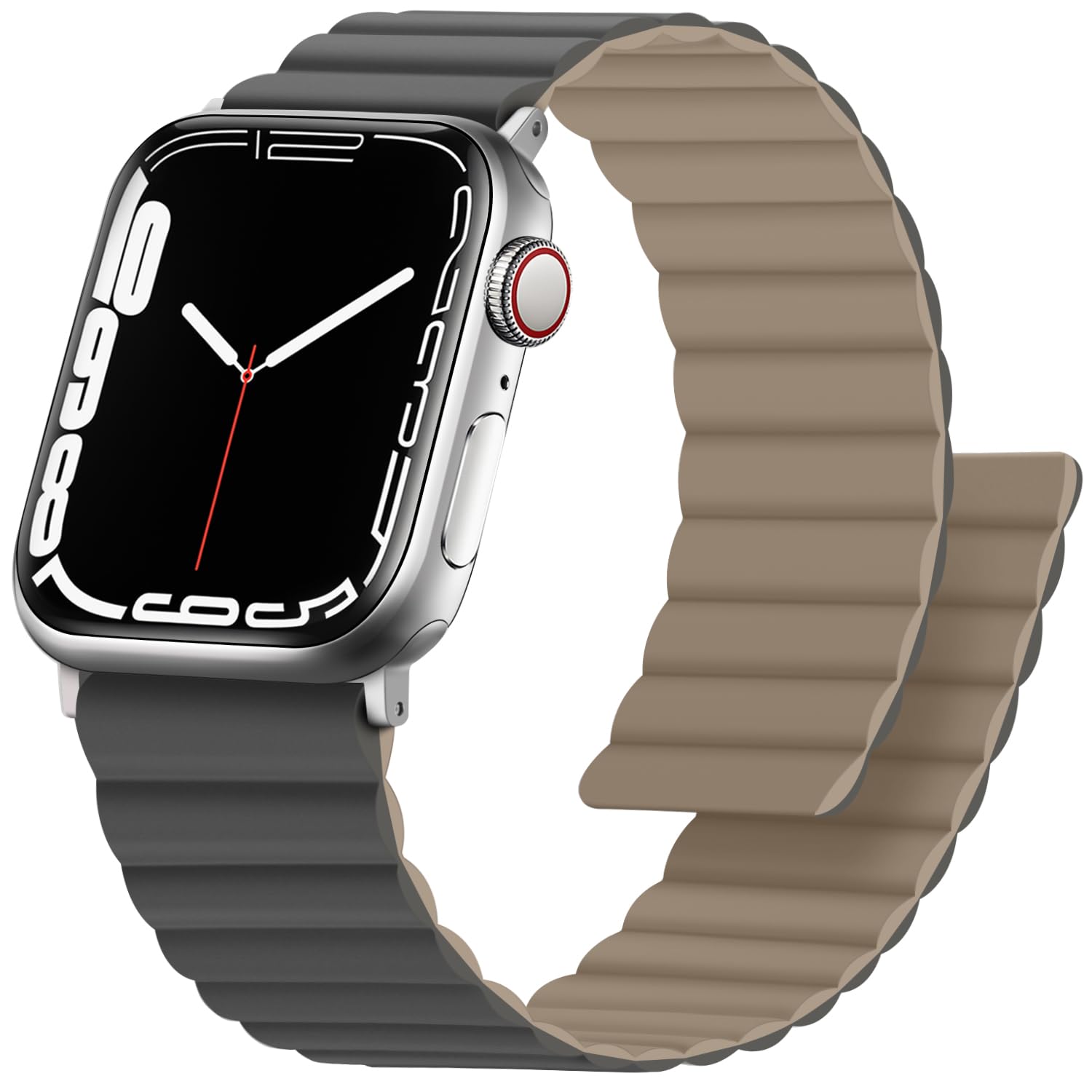 Anlinser Magnetic Straps Compatible with Apple Watch Strap 49mm 46mm 45mm 44mm 42mm 41mm 40mm, Double Side Reversible Band for iWatch Ultra 3/2/1 Series 11/10/9/8/7/6/SE (42/41/40/38, Gray/Coffee)