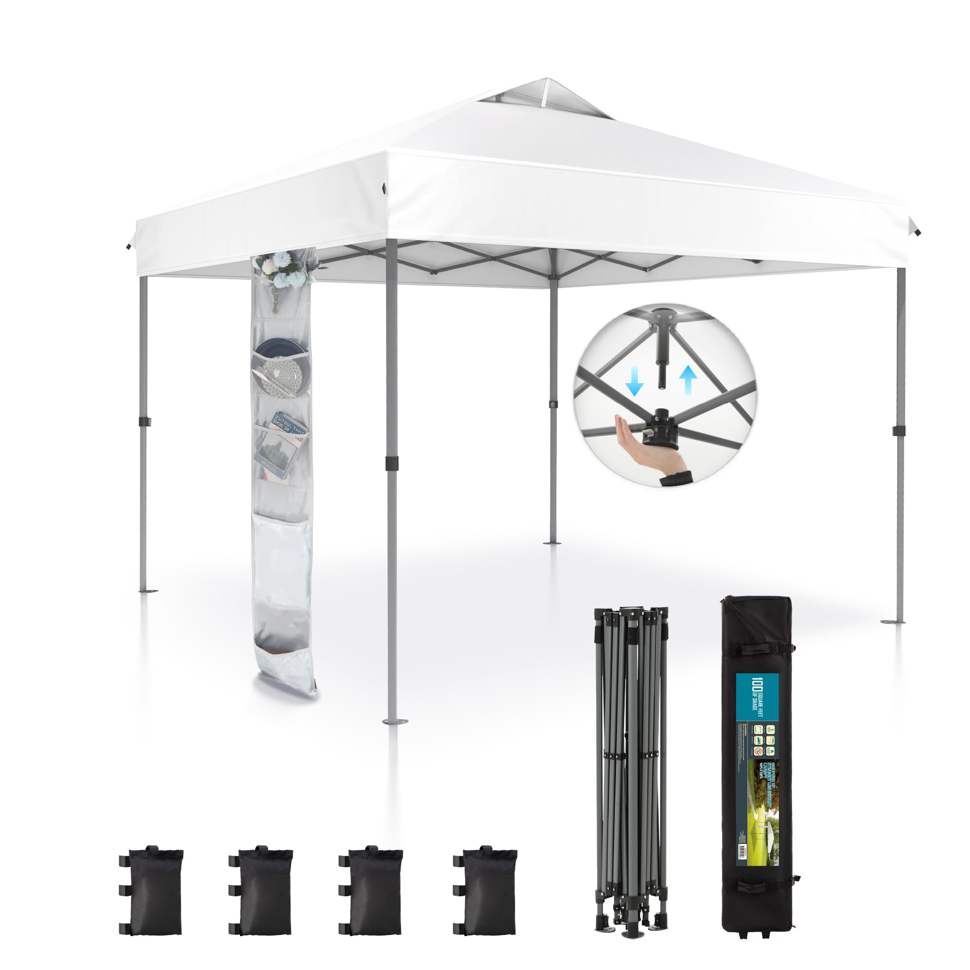 View 1 of **FOR PARTS ONLY**
Sophia & William Canopy Tent Pop Up 10x10 ft, One Person Push Set Up Tent, Outdoor Canopies Shelter Heavy Duty Straight Legs with 4 Sandbags & Guy Ropes, 1 Roller Bag & Storage Bag, 8 Stakes, UPF50+
