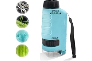 ZBTOP Miniscope for Kids,2024 New The Original Miniscope for Kids,Your Little Scientist Miniscope for Kids,Mini Labsters Portable Mini Scope Pocket 60x-120x for Scientific Experiment (Blue)