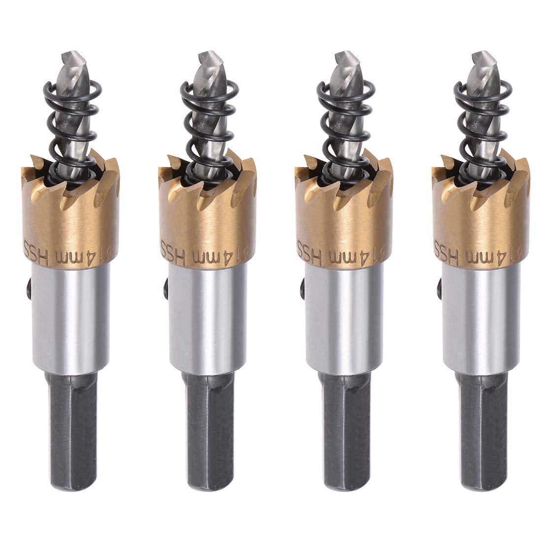 sourcingmap 4 Pcs 14mm HSS Drill Bit Hole Saw Stainless High Speed Steel Metal Alloy