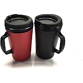 GAMA Electronics Thermoserv 20oz Insulated Travel Mug Classic Gas Station Design (Black/Red 2 Pack)