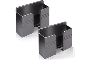 2 Pcs Wall Mount Phone Holder with 3M Adhesive Phone Stand with Data Cable Receiving Hole, Charger Remote Control Storage Box