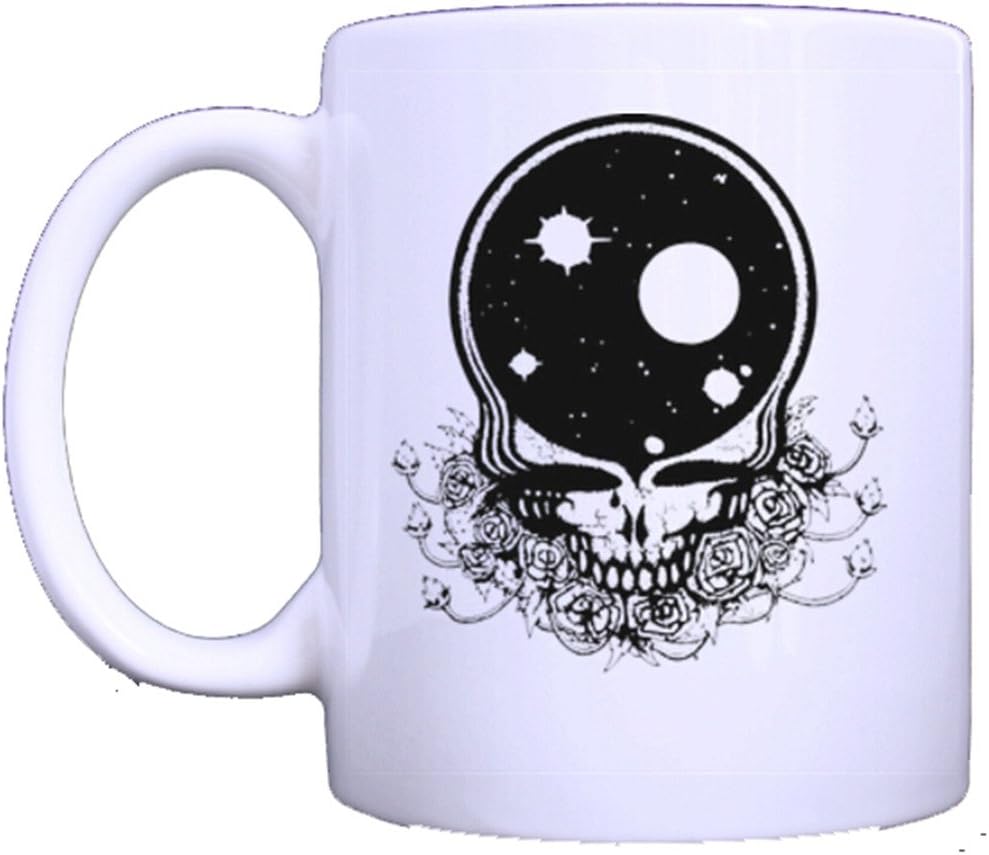 White Ceramic Mug Tea Mug Coffee Cup in 11oz sizes Dead Skull Print