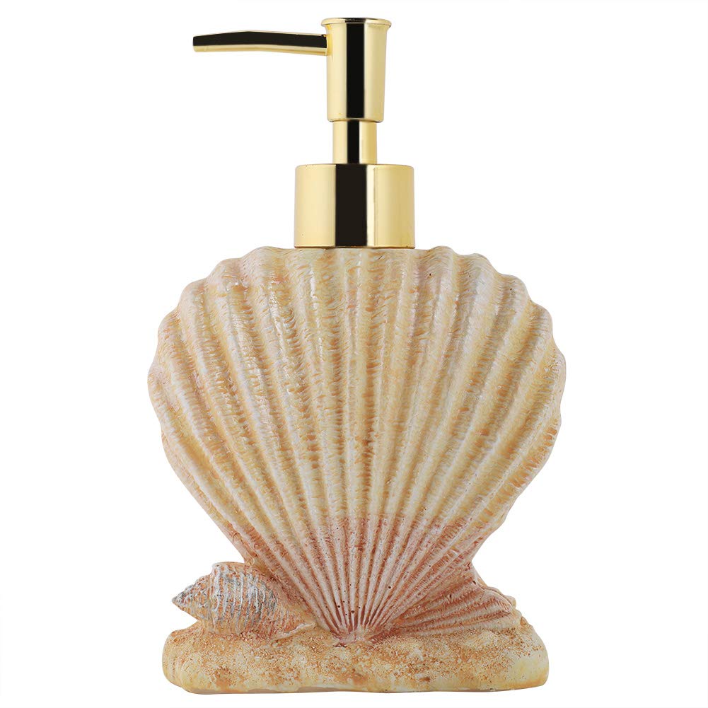 300ml Hotel Soap Gel Liquid Lotion Hand Press Bottle,Resin Material, Electroplating Press Head, Shell Shape Design for Bathroom