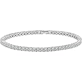 WES Moissanite Tennis Bracelets for Women - Total 5.5ct D Color VVS1 925 Sterling Silver Classic 3mm Round Cut Moissanite Bracelet for Women Men, Size 6.5-7.5 inch