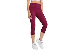 GNAINACH Gnaianch Girls Capri Leggings High Waisted Compression Pants Stretch Active Yoga Tights for Kids Teen Workout Running