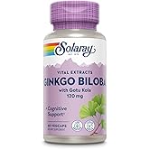 SOLARAY Ginkgo Biloba Extract with Gotu Kola - Ginko Biloba Capsules for Brain Health Support - Vegan, Lab Verified, 60-Day Guarantee - 60 Servings, 60 VegCaps (60 VegCaps)