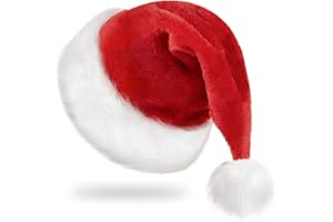 RJVW Christmas Santa Hat for Adults, Thicken Soft Velvet Comfort Classic Santa Claus Hat for New Year Party Headwear Holiday