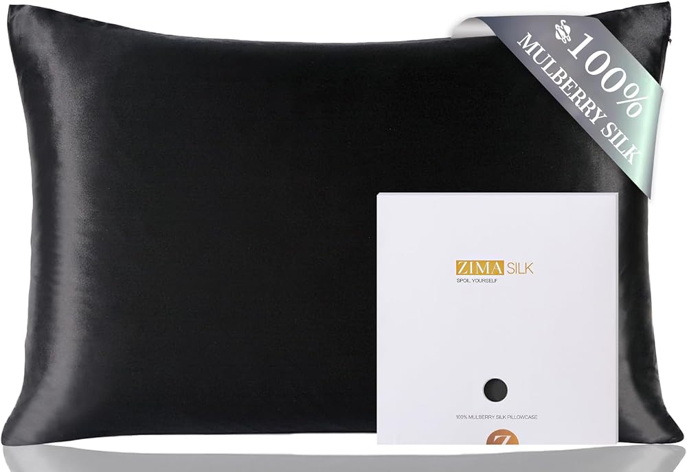 ZIMASILK 100% Mulberry Silk Pillowcase 19 Momme 6A 50x75 Black