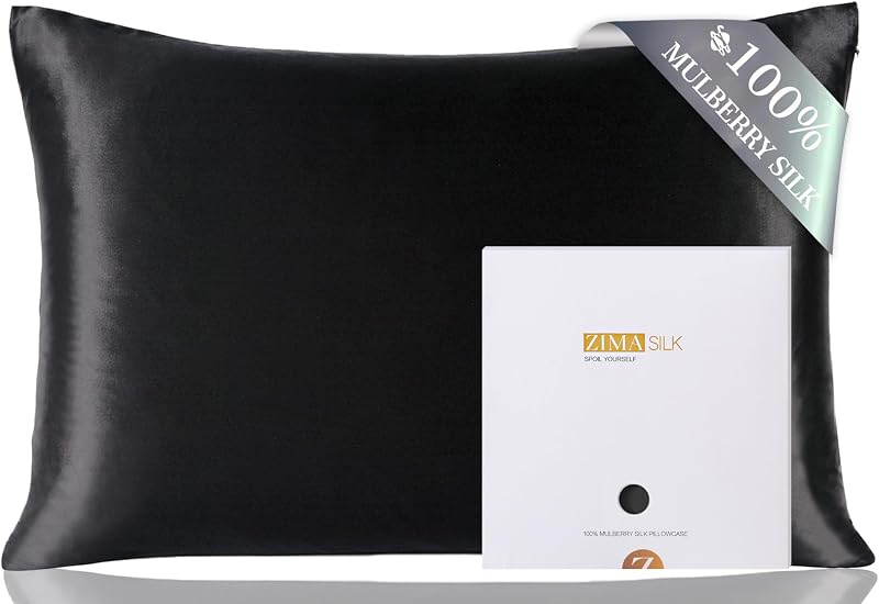 ZIMASILK 100% Mulberry Silk Pillowcase 19 Momme 6A 50x75 Black