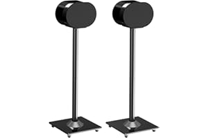 MOUNTUP Sonos ERA 300 Speaker Stand Pairs,31.7" Height Adjustable for Ear Level Surround Sound,Tempered Glass Base Sonos Era 300 Stand Set of 2, Wireless Smart Speaker Floor Stand Cable Management