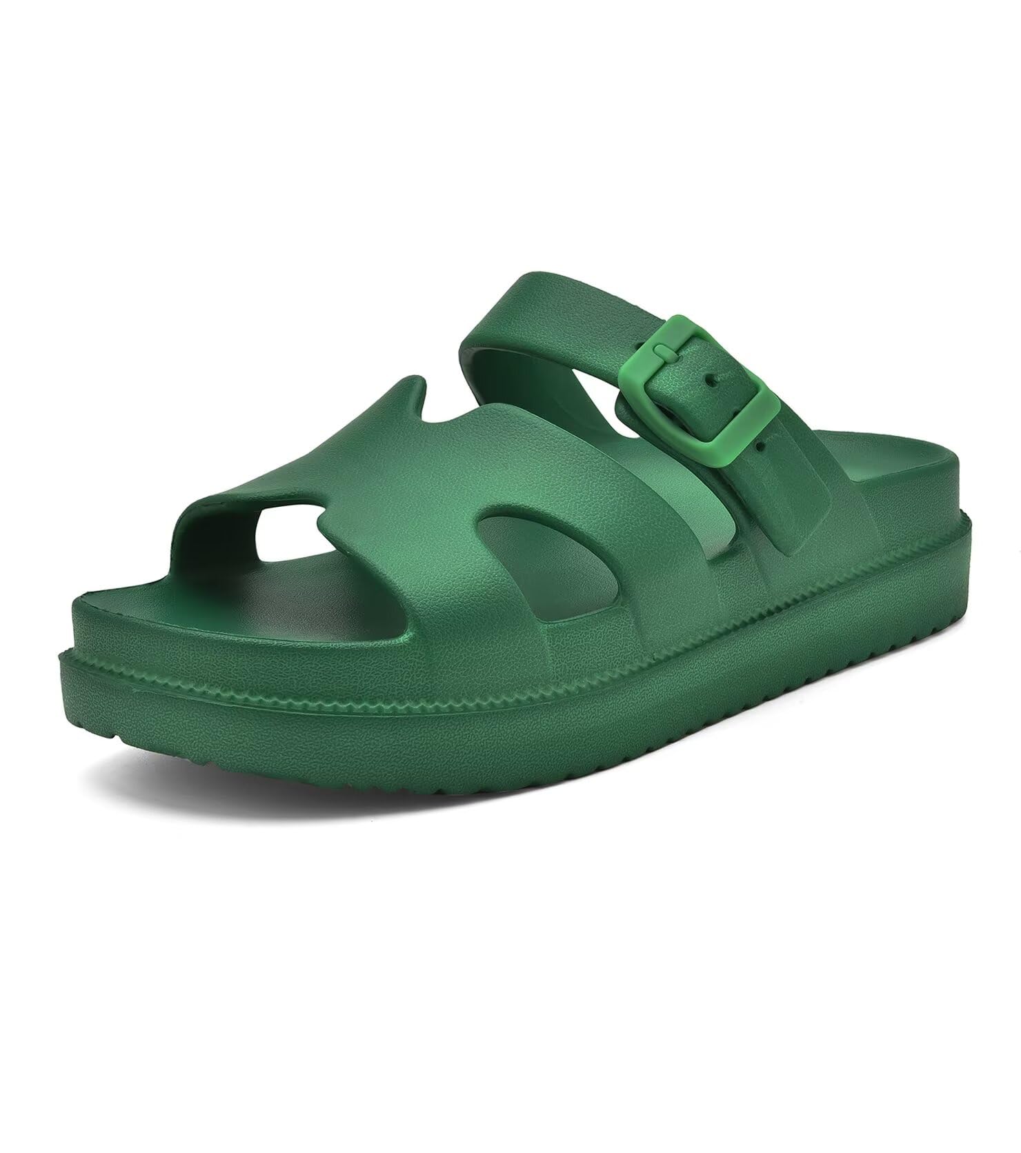 Photo 1 of Womens Platform Sandals with Arch Support, Summer Beach Slides Adjustable Buckle, Women Comfort Lightweight Chunky Cushion Slip on H-Strap Sandal