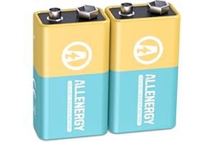 ALLENERGY 9V Batteries Alkaline 9 Volt Battery 2 Pack for Smoke Detector, Square Smoke Alarm Batteries Long-Lasting