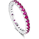 AGRULE Full Eternity Band 2.4mm Wide Sterling Silver or Gold Color Stackable Birthstone and CZ Anniversary Bands Wedding Ring for Men Women, Comfort fit and Hypoallergenic