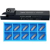Accusize Cut-Off Tool Holder 1/2 x 1/2 MGEHR08-2J with 10 Inserts | For Aluminum, MGGN200-LH Inserts Included, 1 Indexable Holder Plus 10 Carbide Inserts, 2387-0004INSA