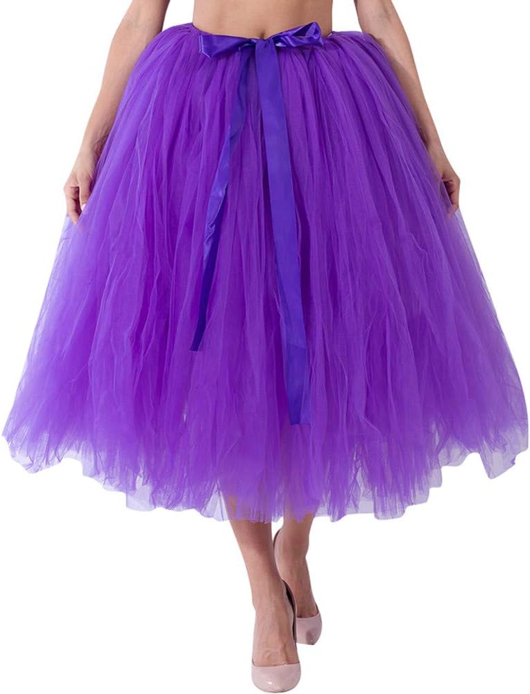 YOCheerful Women Knee Length Tulle Skirt Tutu Skirt Evening Party Gown Prom Skirts Bridesmaid Princess Skirt