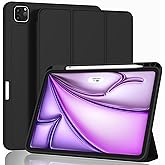 ZryXal New iPad Air 13 Inch Case M3 2025/M2 2024 with Pencil Holder, Trifold Stand Smart Case with Soft TPU Back,Auto Wake/Sleep (Black)