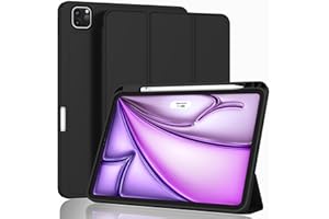 ZryXal New iPad Air 13 Inch Case M2 2024 with Pencil Holder, Smart iPad Case [Support Pencil Pro and Pencil(USB-C)], Support Touch ID and Auto Wake/Sleep (Black)