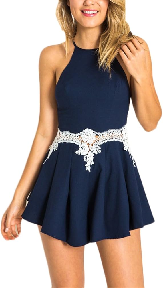 Jumpsuit Damen Elegant Kurz Sommerkleider Playsuit One Piece Women