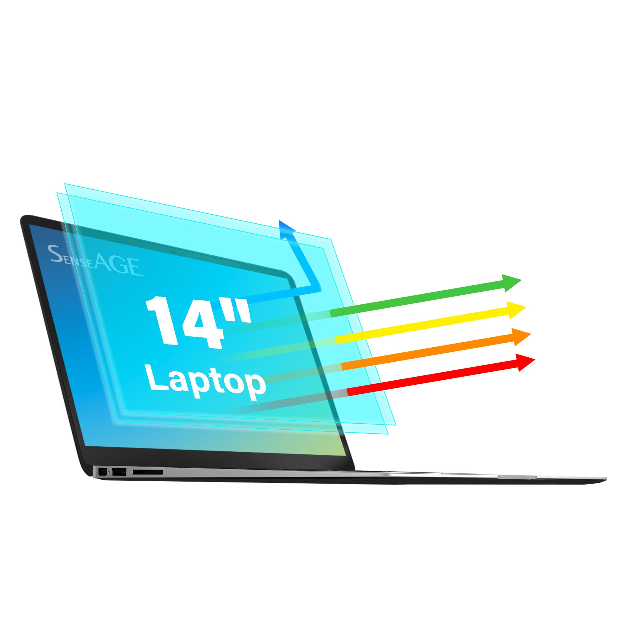 SenseAGE 2 Pack Anti Blue Light Screen Filter for Laptop 14 inch, Blue Light Blocking Screen Protector, Anti Glare and Scratch, Relieve Eyestrain, Compatible with 14" Notebook Display 16:9