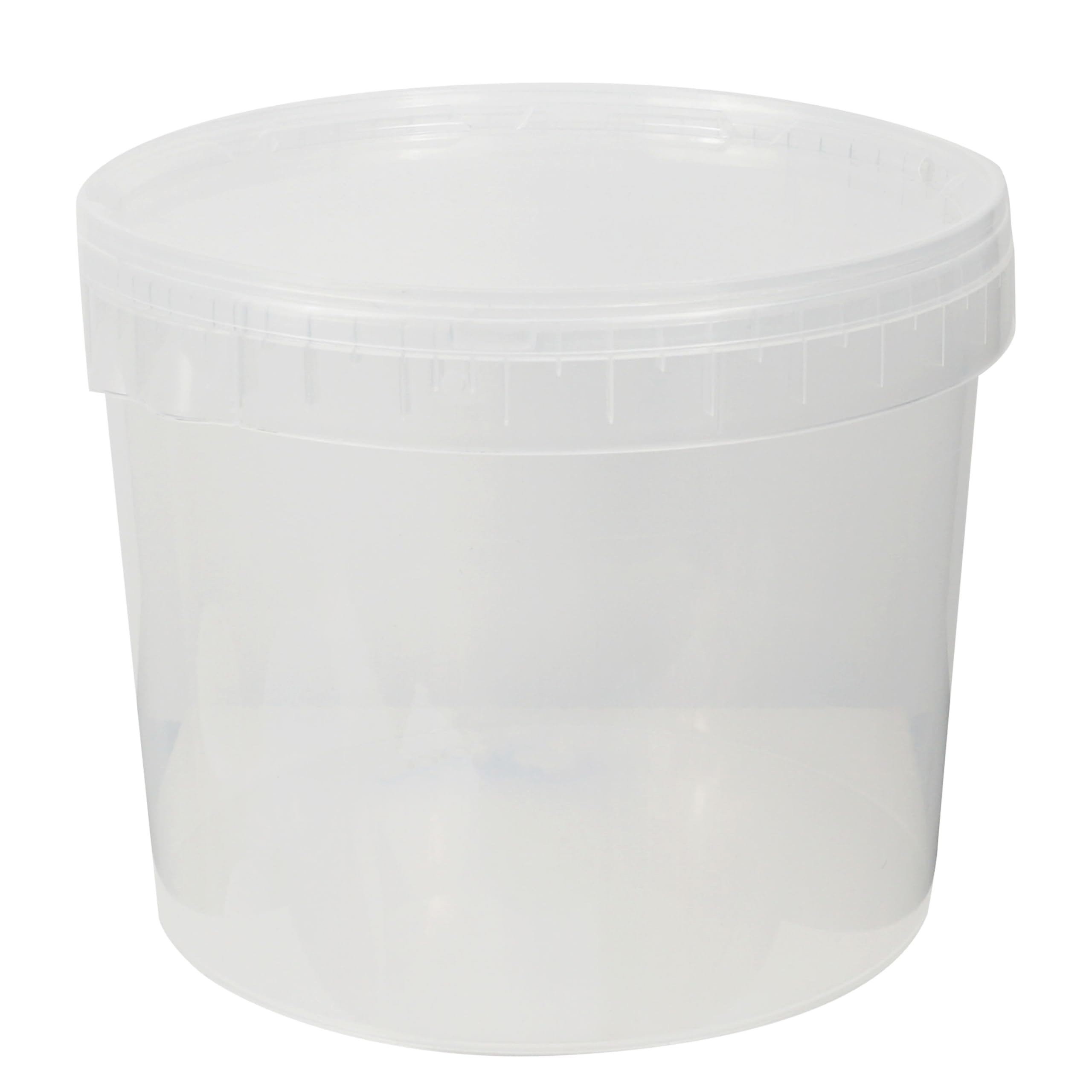 Photo 1 of 1 Gallon (128 oz) Plastic Clear Bucket with Lid (1 Pack), Ice Cream Tub with Lids - Food Grade Freezer and Microwave Safe Food Storage Containers, Round Plastic Pail Container, BPA Free