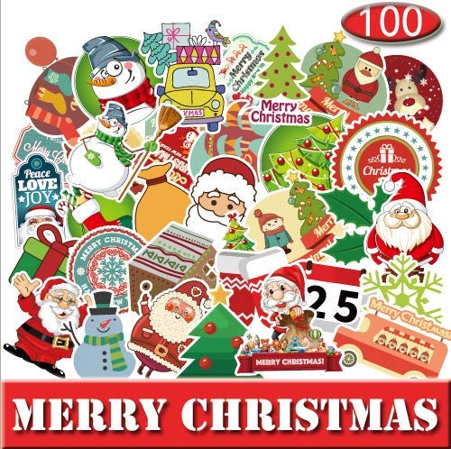 image for smarthu 100pcs Stickers,Santa Claus, Christmas Atmosphere, Christmas t