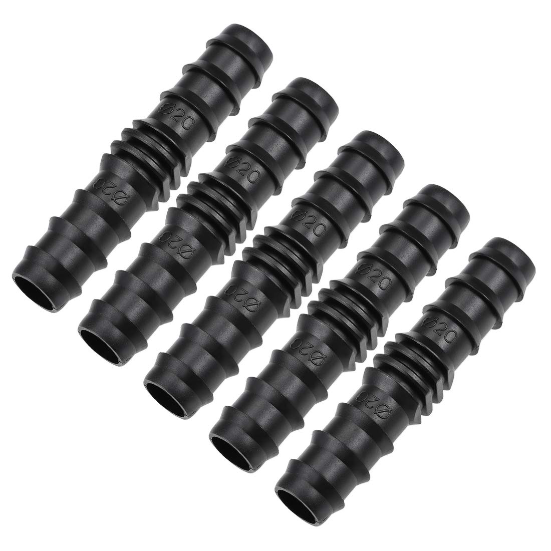 sourcing map Barb Drip Pipe Connector 20PE Hose Fitting Straight for Garden Agricultural Irrigation System, Plastic 5pcs