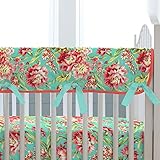 Carousel Designs Coral and Teal Floral Crib Rail Cover