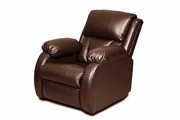Brown Single Seater Manual Recliner Chair (Leatherette)