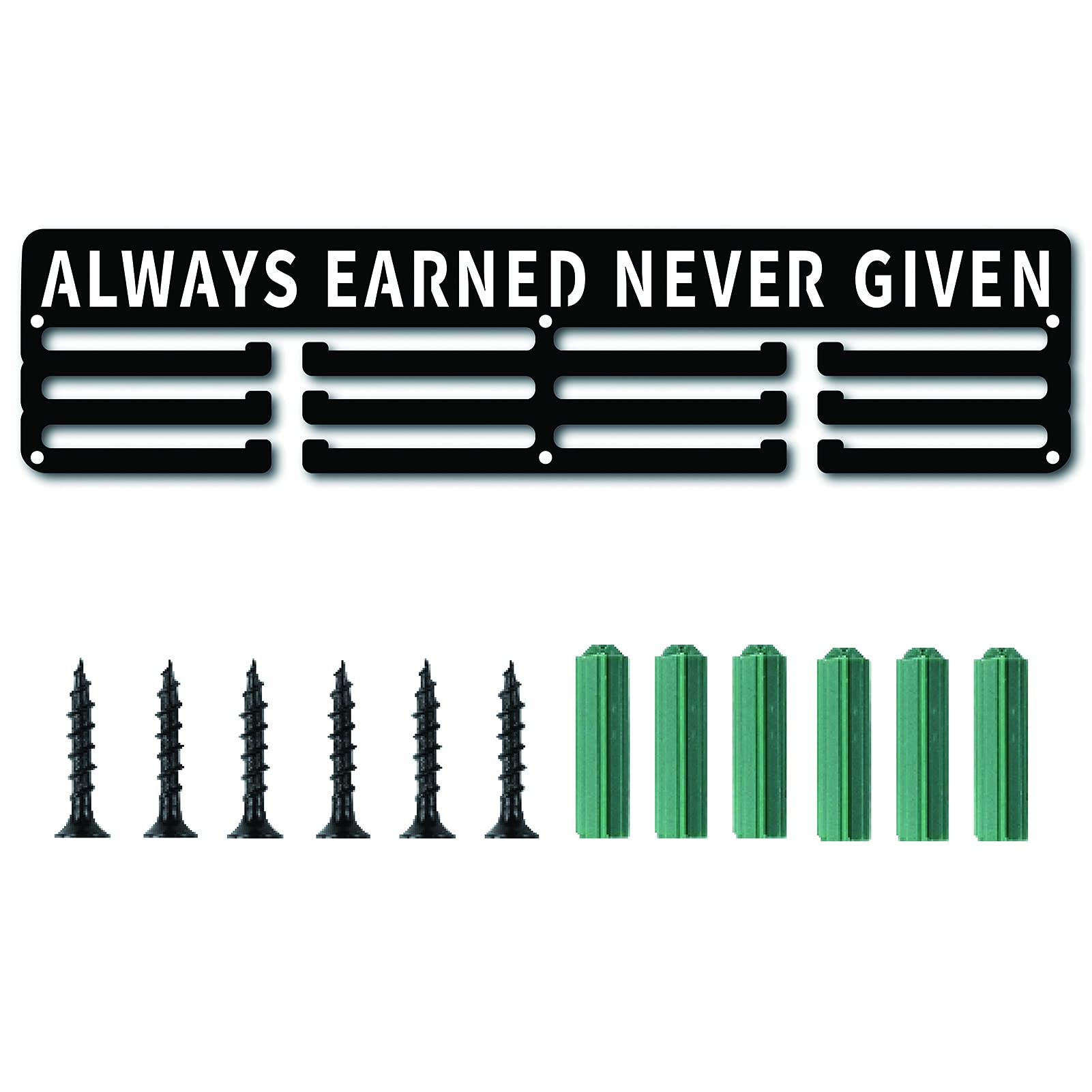 CREATCABIN Medal Holder Always Earned Never Given Sport Display Hanger Rack Frame Sports Awards Lanyard Holder Rack Sturdy Wall Mounted Athletes Table Tennis Players Gymnastics Over 60 Medals