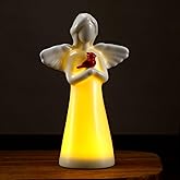 Riakrum Ceramic Guardian Angel Night Light Lighted up Angel Willow Messenger with Lighting Gift for Birthday, Encouragement, Sympathy, or Christian Home Decor