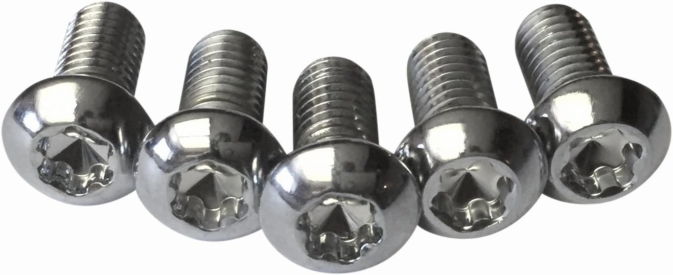 Set (5) Chrome Rear Rotor Torx Head Grade 8 Bolts for Harley-Davidson, Custom Chopper Brakes
