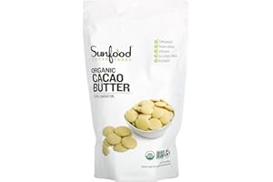 Sunfood Superfoods Organic Cacao Butter. 100% Pure Cacao Bean Oil, Chocolate Taste. Keto Coffee, Smoothies, Dessert, Ice Cream. Ideal for Cooking & Baking. Use as Skin-Care For Healthy Glow . 1 lb Bag