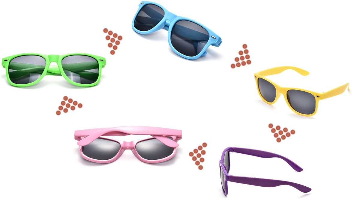 Neon Colors Party Favor Supplies Unisex Sunglasses Pack of 8 for Kids (8 Pack Mix): Health & Personal Care