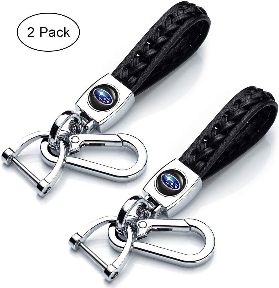121Fruit Way 2Pack Genuine Leather Car Logo Keychain Suit for Subaru Key Chain Keyring Family Present for Man and Woman
