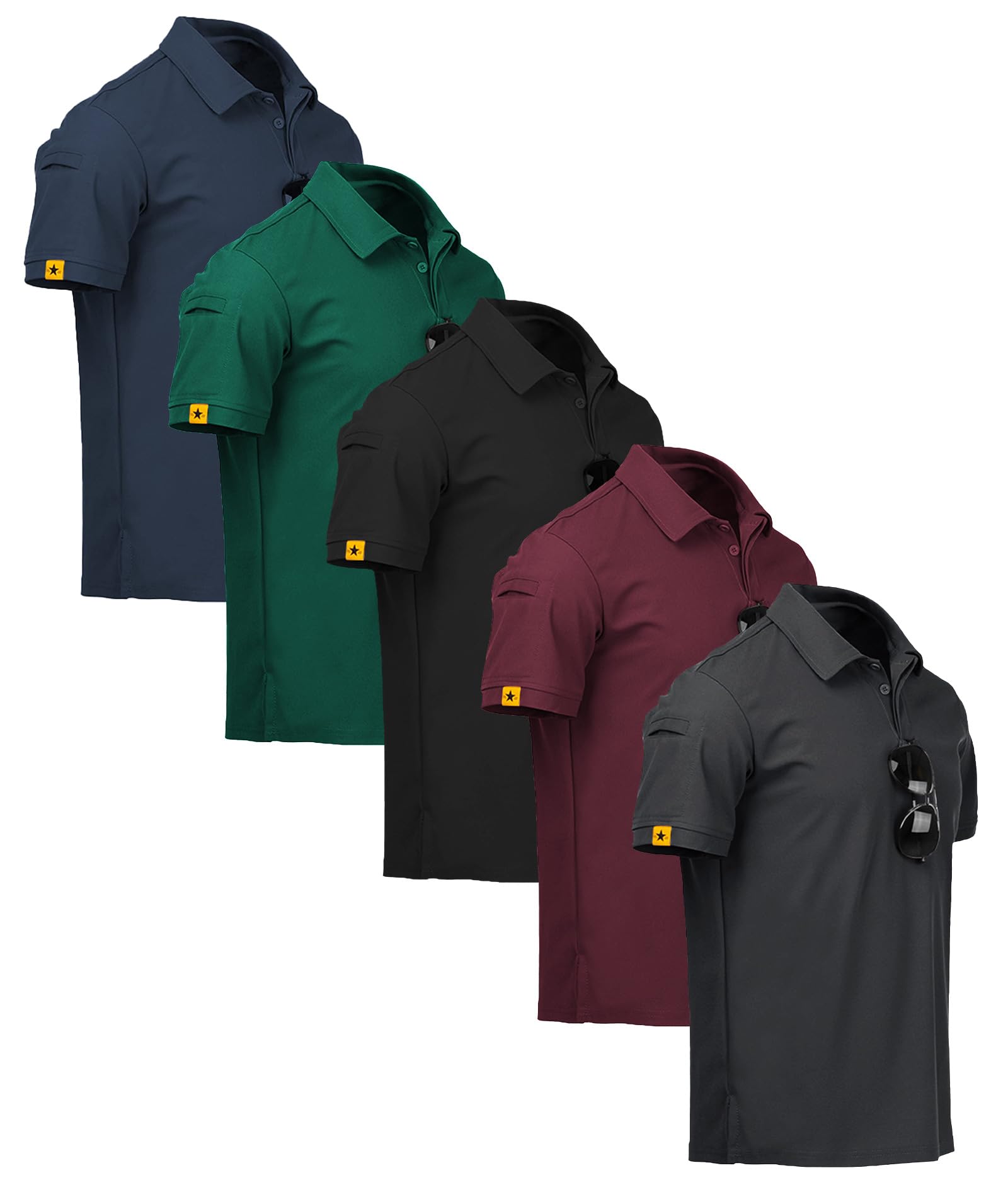 Photo 1 of ZITY 5 Pack Mens Polo Shirt Short Sleeve Sports Golf Tennis T-Shirt Moisture-Wicking Summer Shirts Darkblue Forest Black Wine Deepgrey XX-Large