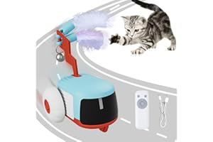 O WOWZON Remote Control Cat Toy, Smart Remote Control Modes, USB Rechargeable, Adjustable Speed, Auto Obstacle Avoidance & Flip, Durable & Safe Design, Automatic Feather Cat Toy for Indoor Cats