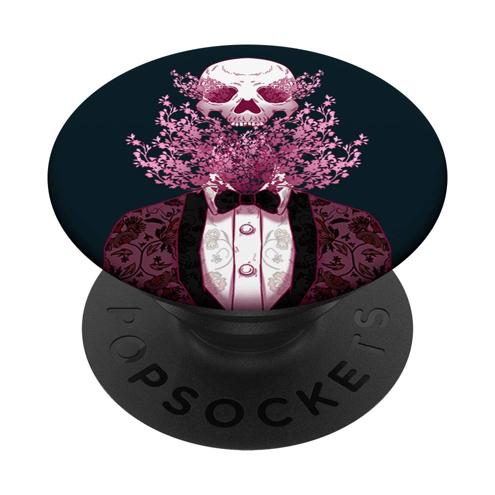 Floral Skull Buttler Flower Skeleton Head Goth Lover Gift PopSockets Grip and Stand for Phones and Tablets