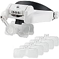 Head Mount Magnifier, Headband Magnifying Glass with Light Handsfree for Close Work,Sewing,Crafts,Reading,Repair,Jewelry(1.0X
