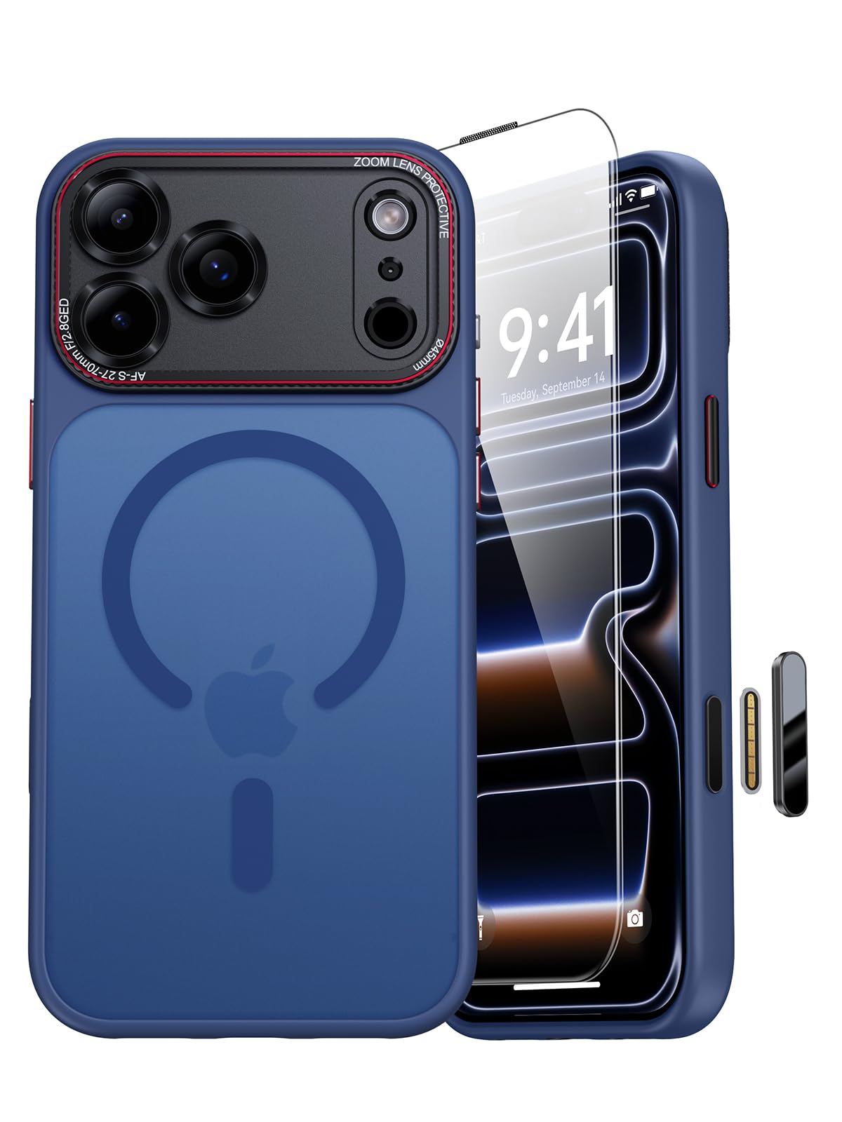 Photo 1 of JUESHITUO Magnetic for iPhone 17 Pro Case: Upgraded [Full Camera Protection], with [1X Screen Protector] [Camera Button], 6.3" Case for iPhone 17 Pro, Blue