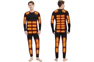 YIFANUJIA Heated Long Underwear Mens Men USB Heated Underwear Set 42 Zone Heated Pants for Women（No Power Included ） Black