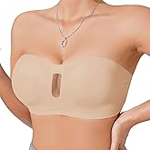 Derisaly Womens Strapless Bras Back Closure Seamless Bandeau Bra Non-Slip Push Up Tube Top Wireless Padded Bralette with Mesh