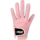 PGM Kids Youth Junior Toddler Boys Girls Golf Gloves Microfiber Synthetic Gloves for Left Hand Right Hand Golf Gloves 1 Pack White Pink Age 3-12 (Pink,Medium,Worn on Left)