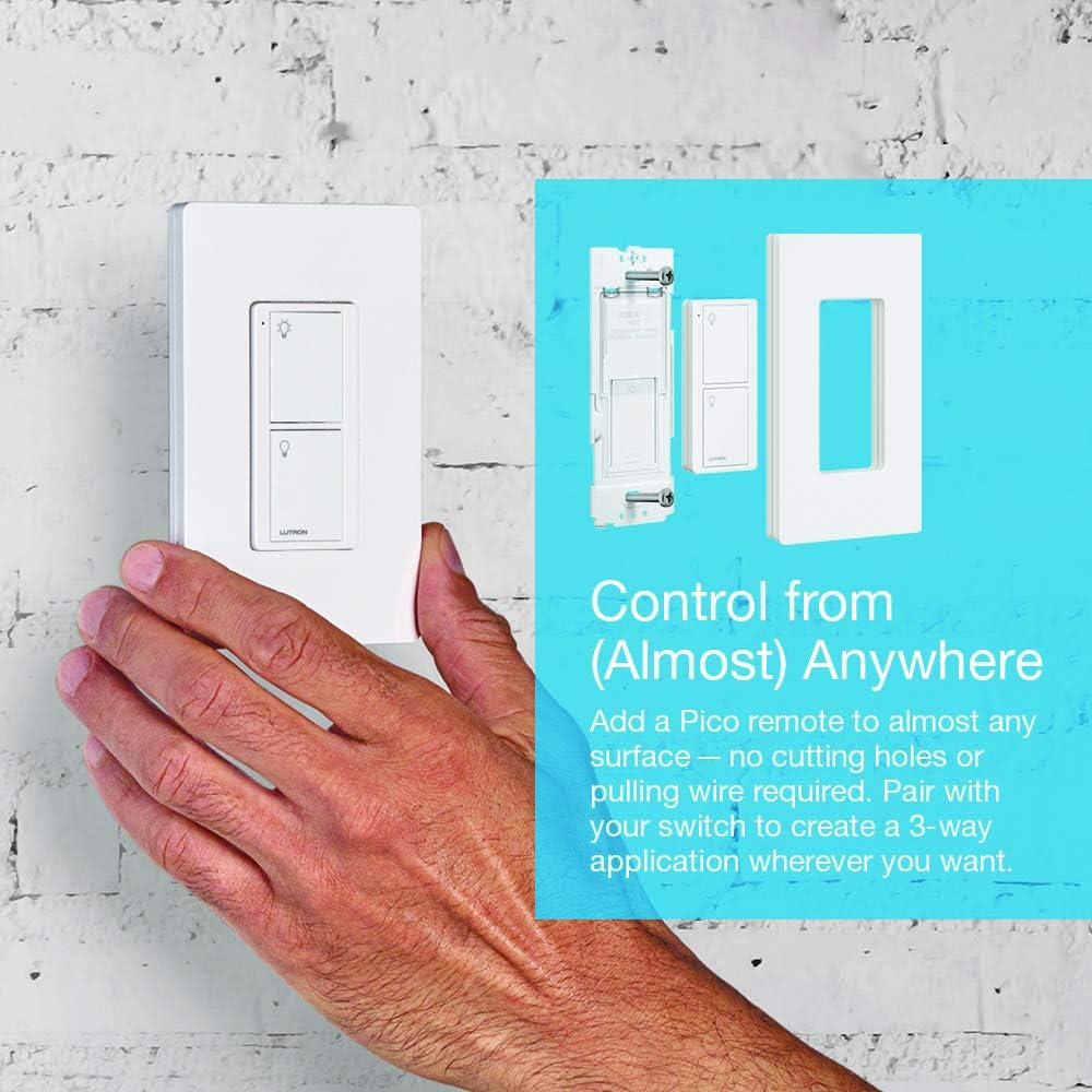 Lutron Caseta Smart Home Switch, Works with Alexa, Apple HomeKit, Google Assistant | 6-Amp, for Ceiling Fans, Exhaust Fans, LED Light Bulbs, Incandescent Bulbs and Halogen Bulbs | PD-6ANS-WH | White - - 