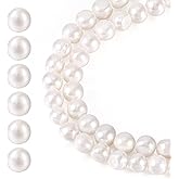 KISSITTY 52pcs Natural Cultured Freshwater Pearl Beads Real Pearl Round Loose Spacers Beads Strand with Hole for DIY Crafts Necklace Bracelets Earrings Jewelry Making Women Gifts